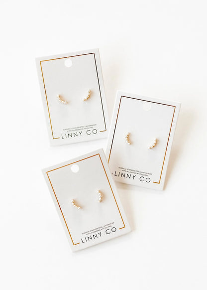 Linny Co. Abigail Pearl Screwback Stud Earrings | Gold or Silver Pearl Flat Back Earrings