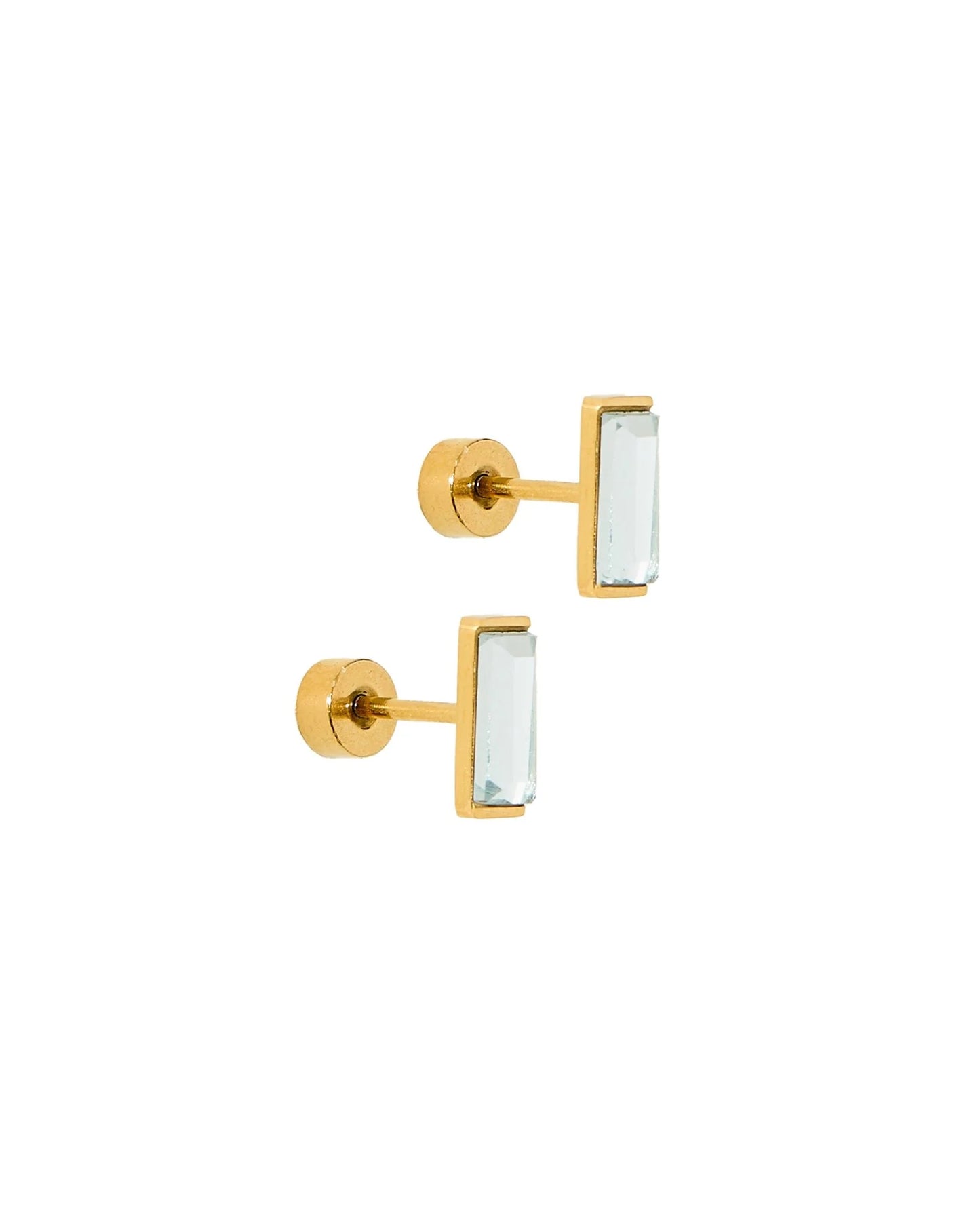 Linny Co. Amber Gold Screwback Stud Earrings | 8mm CZ Flat Back Earrings