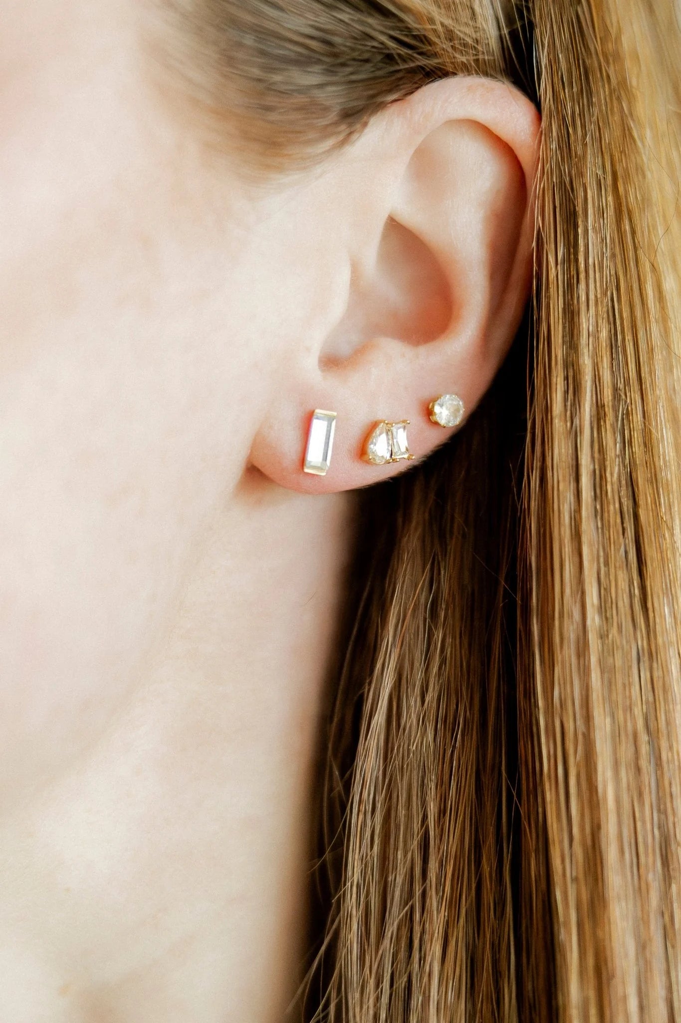 Linny Co. Amber Gold Screwback Stud Earrings | 8mm CZ Flat Back Earrings