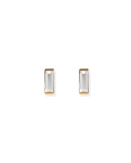 Linny Co. Amber Gold Screwback Stud Earrings | 8mm CZ Flat Back Earrings