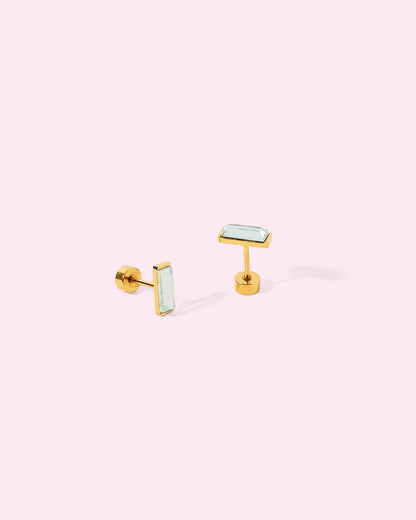 Linny Co. Amber Gold Screwback Stud Earrings | 8mm CZ Flat Back Earrings