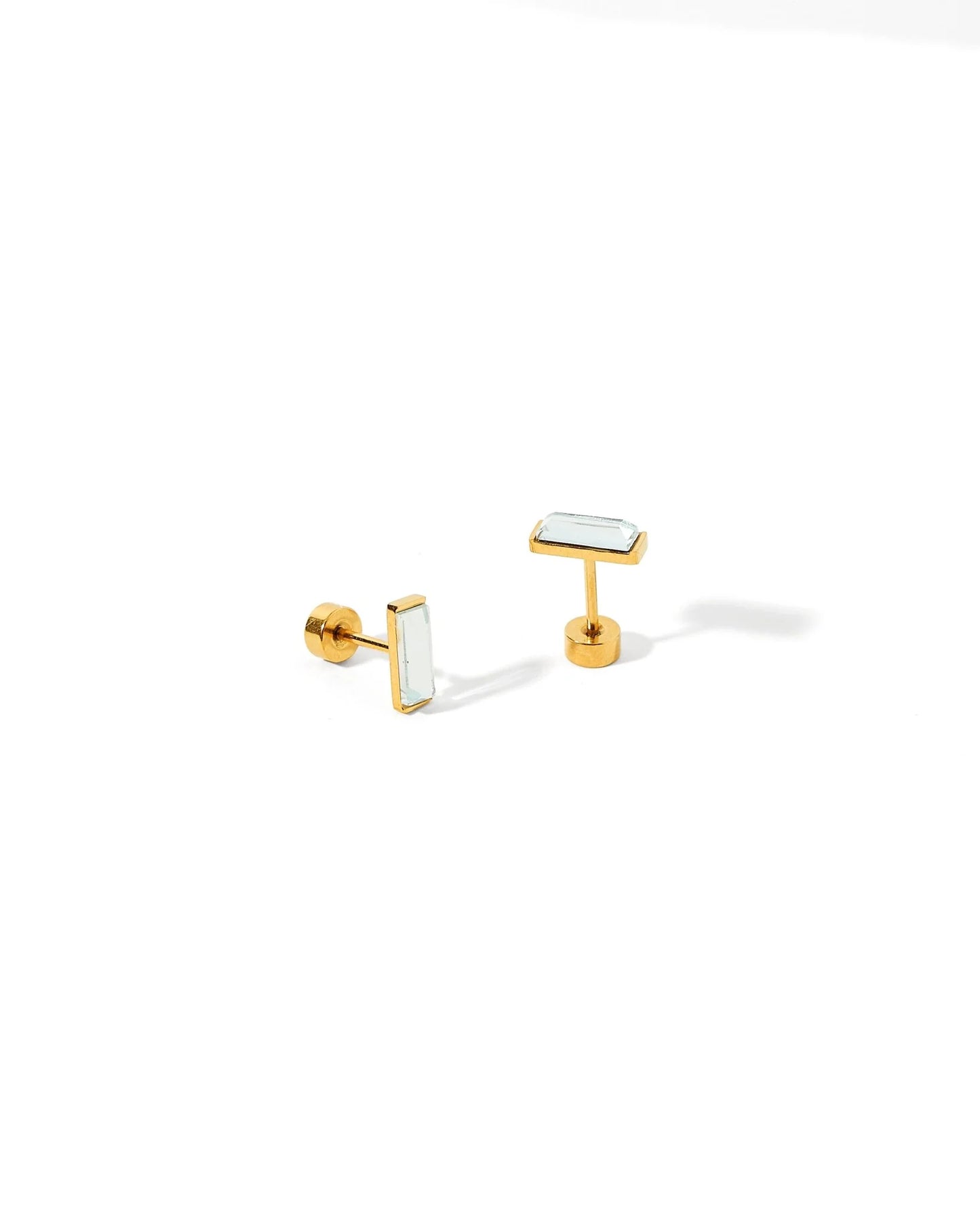 Linny Co. Amber Gold Screwback Stud Earrings | 8mm CZ Flat Back Earrings