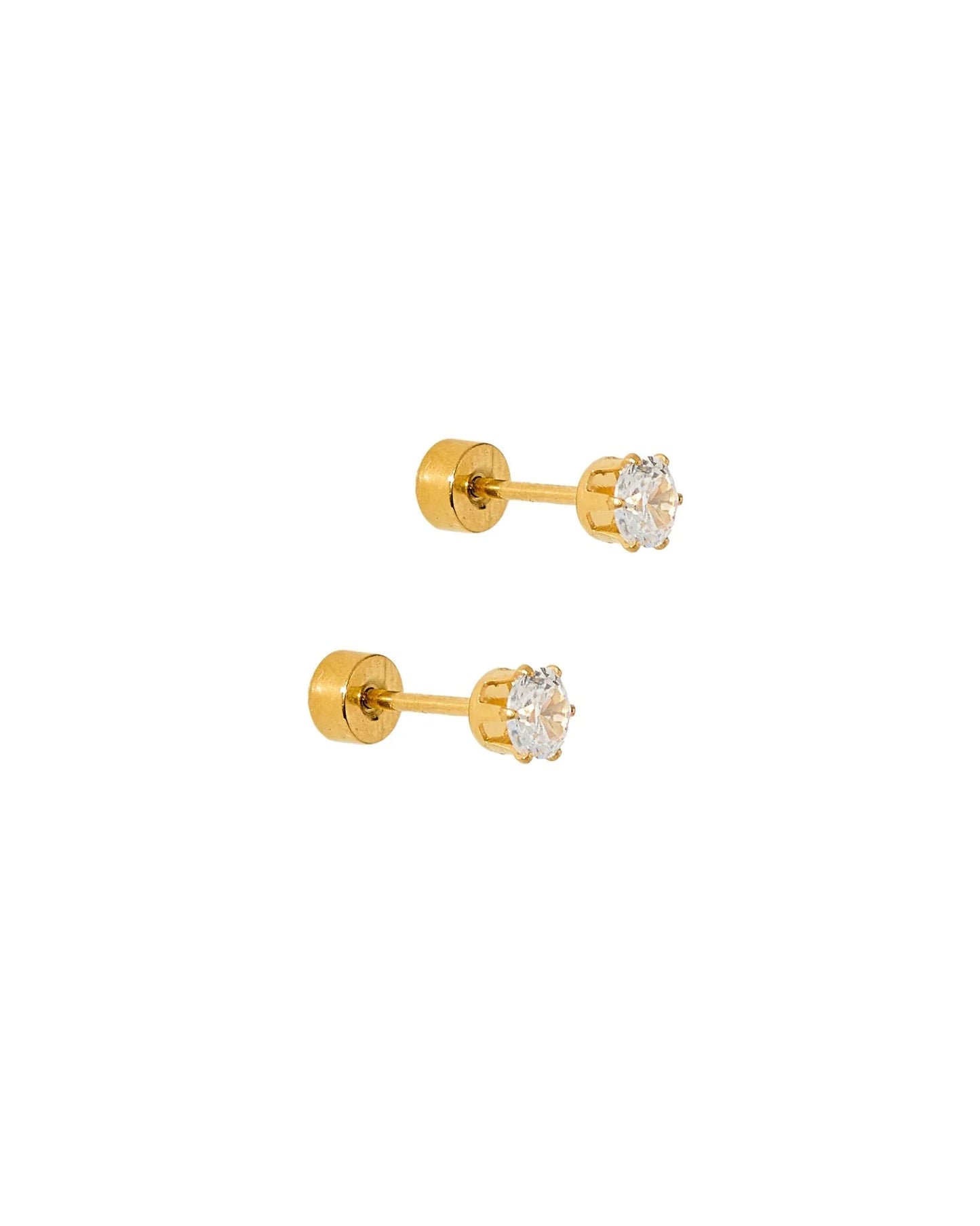 Linny Co. Helen Screwback Stud Earrings | 5mm Hypoallergenic Flat Back Earrings