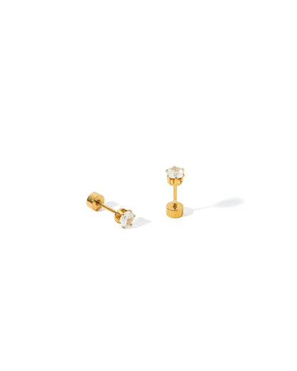 Linny Co. Helen Screwback Stud Earrings | 5mm Hypoallergenic Flat Back Earrings