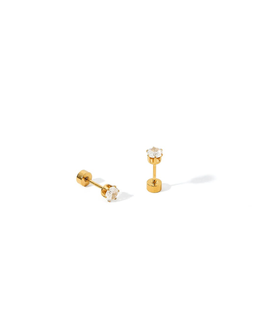 Linny Co. Helen Screwback Stud Earrings | 5mm Hypoallergenic Flat Back Earrings