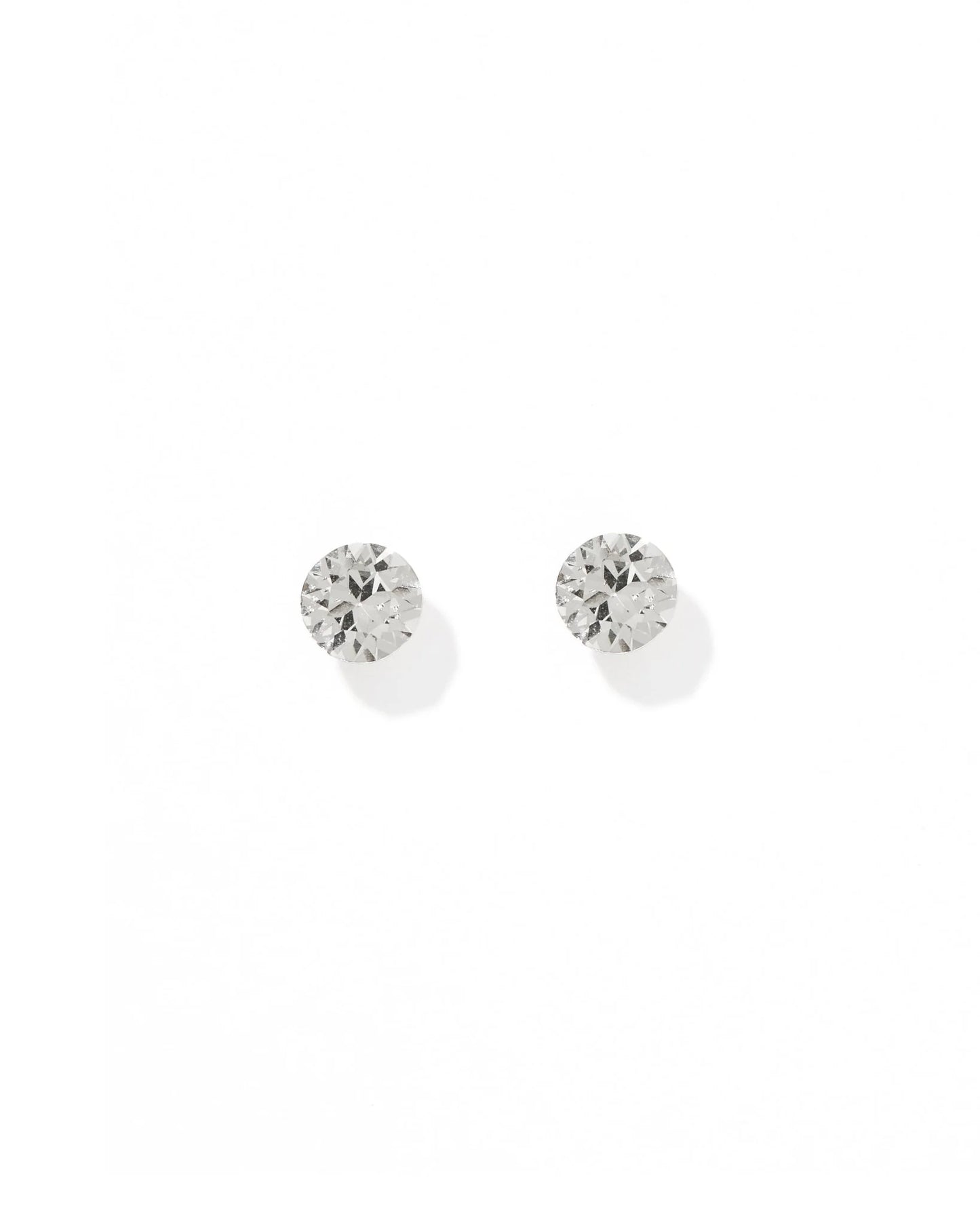 Linny Co. Lux Zuri Clear Screwback Stud Earrings | 6mm Iridescent CZ Flat Back Earrings