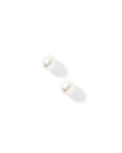Linny Co. Payton Pearl White Screwback Stud Earrings | 5mm Hypoallergenic Flat Back Earrings