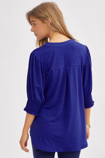 Dear Scarlett Smock Sleeve Solid Lizzy Top