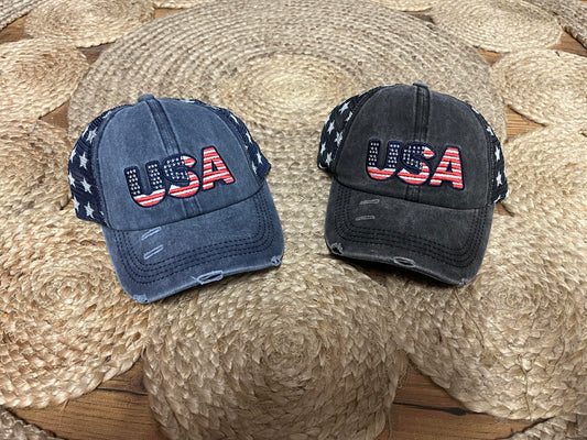 Distressed USA Adjustable Hat