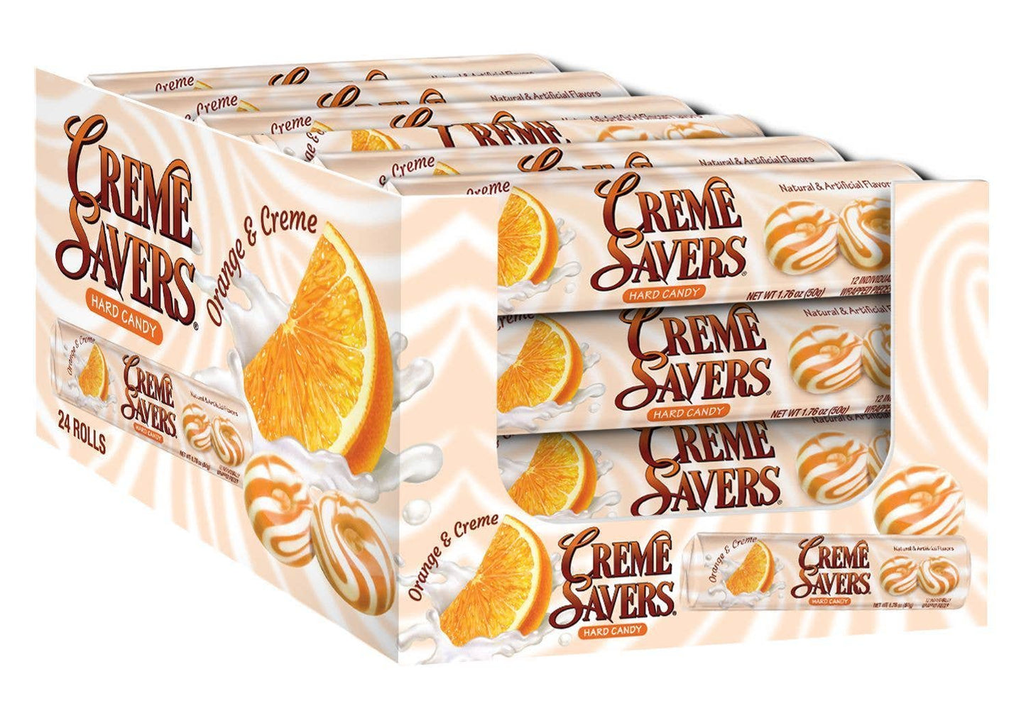 Crème Savers Orange & Crème Hard Candy – 1.76 oz Roll, 24‑Count Box by Iconic Candy