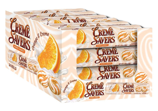 Crème Savers Orange & Crème Hard Candy – 1.76 oz Roll, 24‑Count Box by Iconic Candy