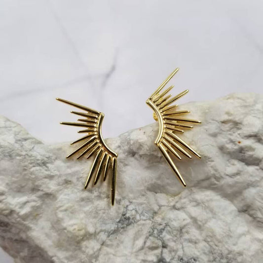 Gold Sun Hot Girl Stud Earrings