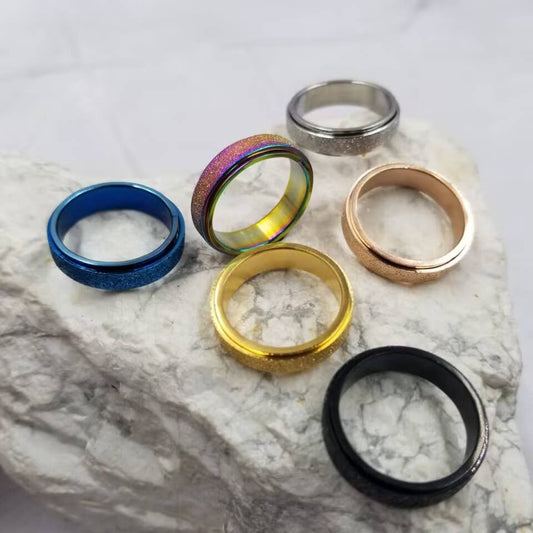 Stainless Steel Anxiety Spinner Rings - Sizes 6 - 13